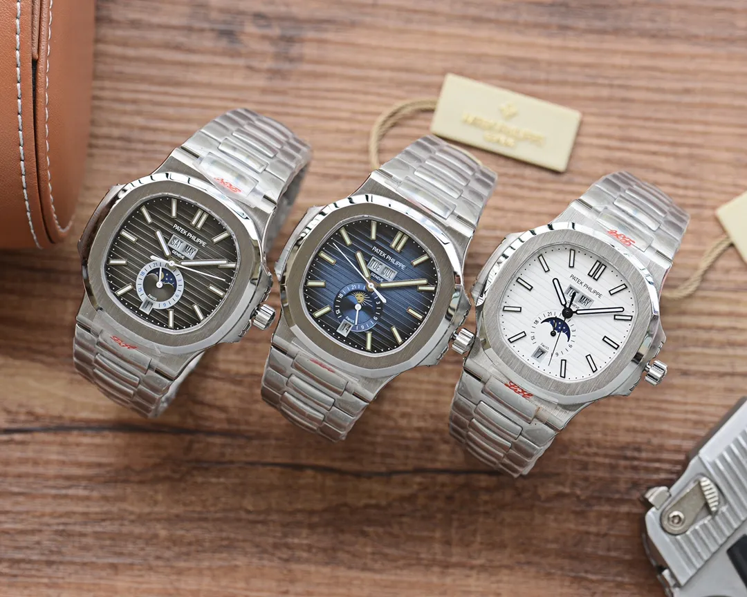 【High-end replica】💰2400! Patek Philippe Sporty Elegance Series 5726/1A-014 1. The structure of the case is the same as the original one. The hole on the case is beveled. When the screw is screwed in, it will move downward to tighten the front cover. The three-layer waterproof ring screw-in crown makes the case super waterproof. 2. The replica movement in the 3.0 era is modified to Cal.324 S QA LU 24 H movement 3. The steel strap has good texture, can be bent flexibly, and is comfortable to wear. It does not have the bending range of some versions on the market that is not enough to wear on small wrists, and the strap cannot be bent. The buckle is made of spring steel and has good elasticity. 4. Functions include three-hand time display, month and week calendar display, and moon phase 24h display. The functions are real and usable. The quick adjustment position of the month and week is different from other versions on the market and remains consistent with the original.
